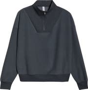 Zella Cozy Mock Neck Quarter Zip Sweatshirt