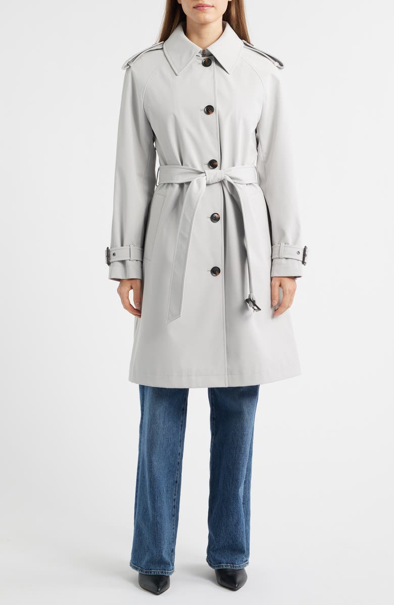 BCBG Belted Trench Coat, Main, color, Stone