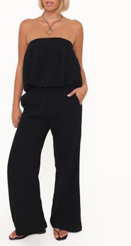 Petal & Pup Olivia Cotton Strapless Top & Wide Leg Pants Set