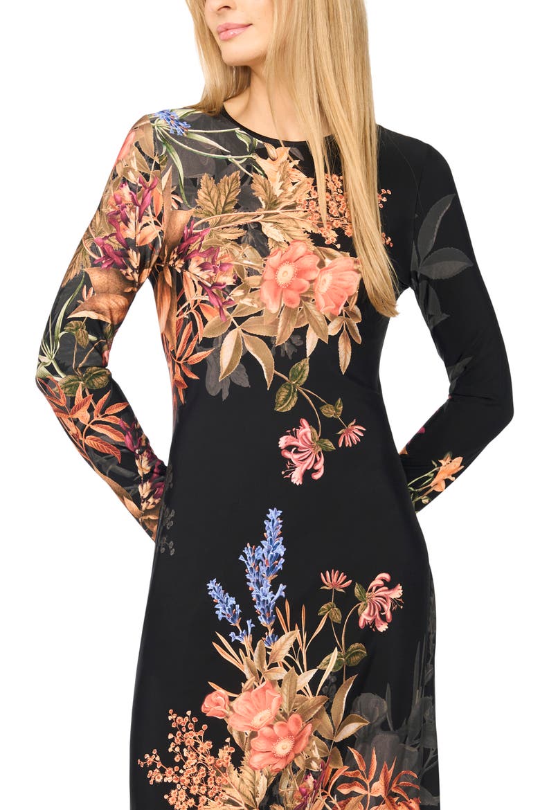 Millie Floral Jersey Maxi Dress, Alternate, color, RICH BLACK