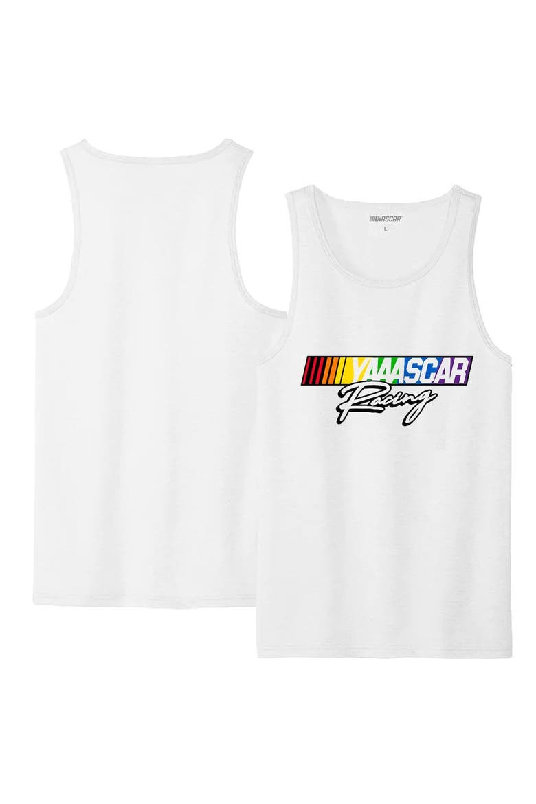 Men's Checkered Flag Sports White NASCAR Racing Tank Top, Main, color, Black