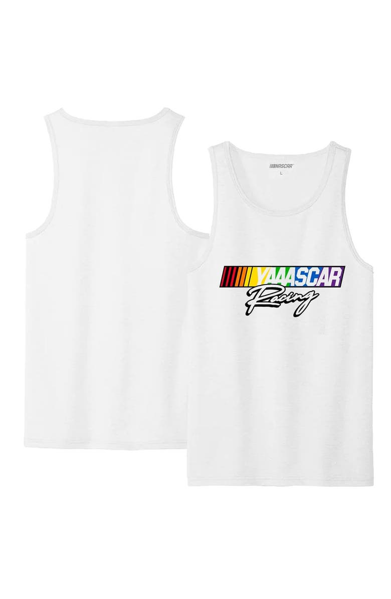 CHECKERED FLAG Men's Checkered Flag Sports White NASCAR Racing Tank Top, Main, color, 