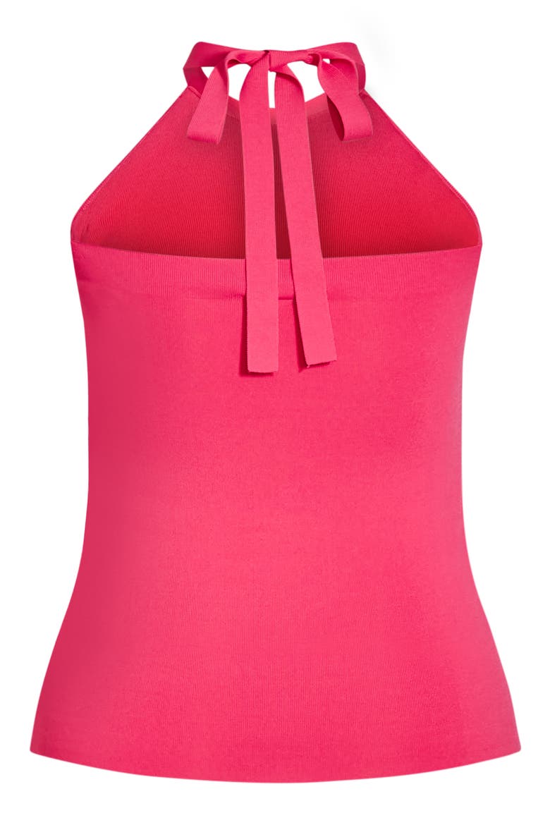 Ruffle Trim Knit Halter Top, Alternate, color, VIBRANT PINK