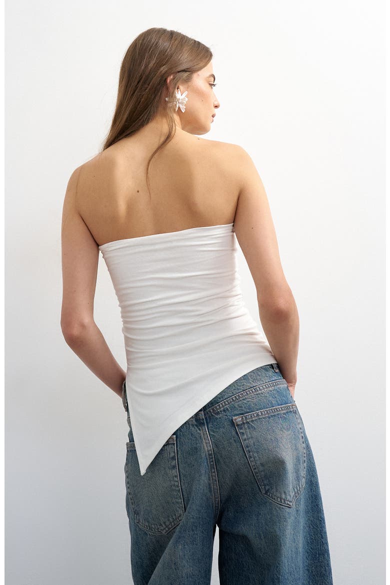 Ruched Asymmetric Strapless Top, Alternate, color, IVORY