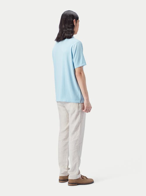Gobi Mongolian Cashmere Cotton Silk Cashmere Blend Polo Shirt In Blue