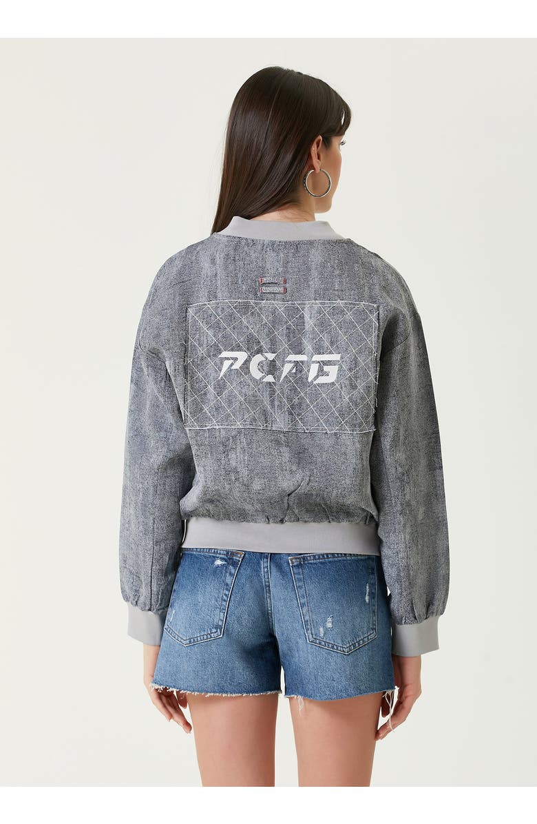 PCFG Linen Blend Free Heaven Ripped Look Bomber Jacket, Alternate, color, Gray