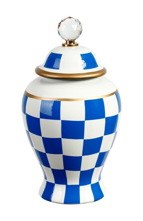 Checkered Urn with Lid, Small
