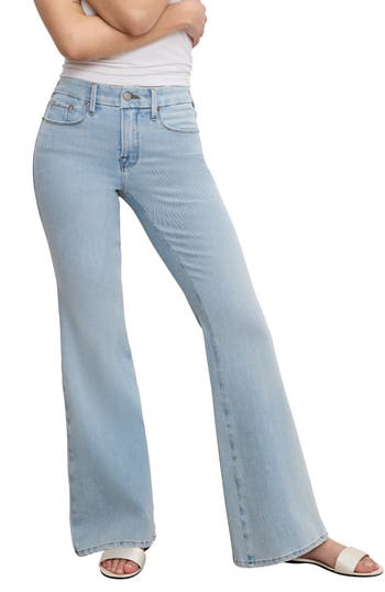 Good American Soft-tech Good Petite Flare Jeans In Purple