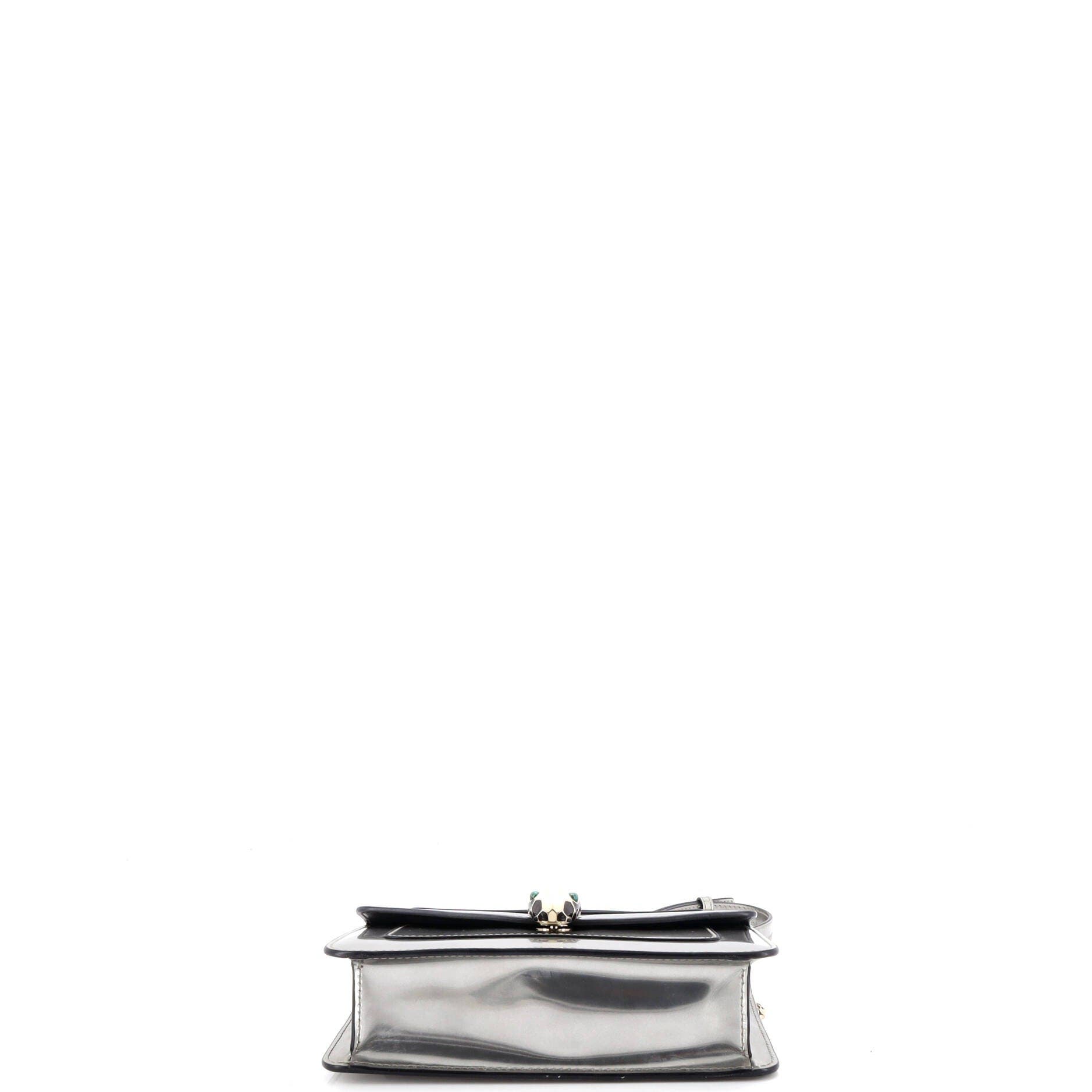 Serpenti Forever Shoulder Bag Metallic Leather Small, Alternate, color, Metallic Silver