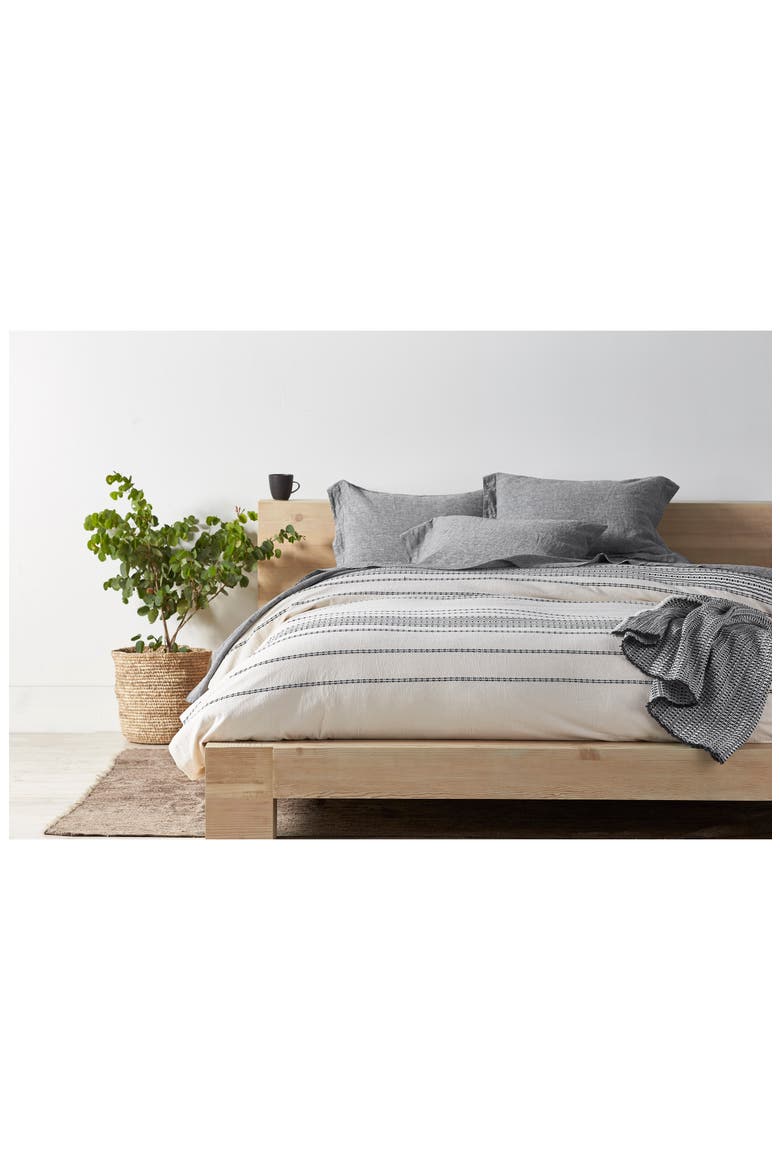 Rippled Stripe Organic Cotton Sham, Main, color, IVORY W/BLACK