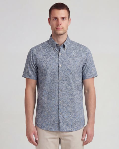 Paisley Pile Mens Printed Button Up Shirt