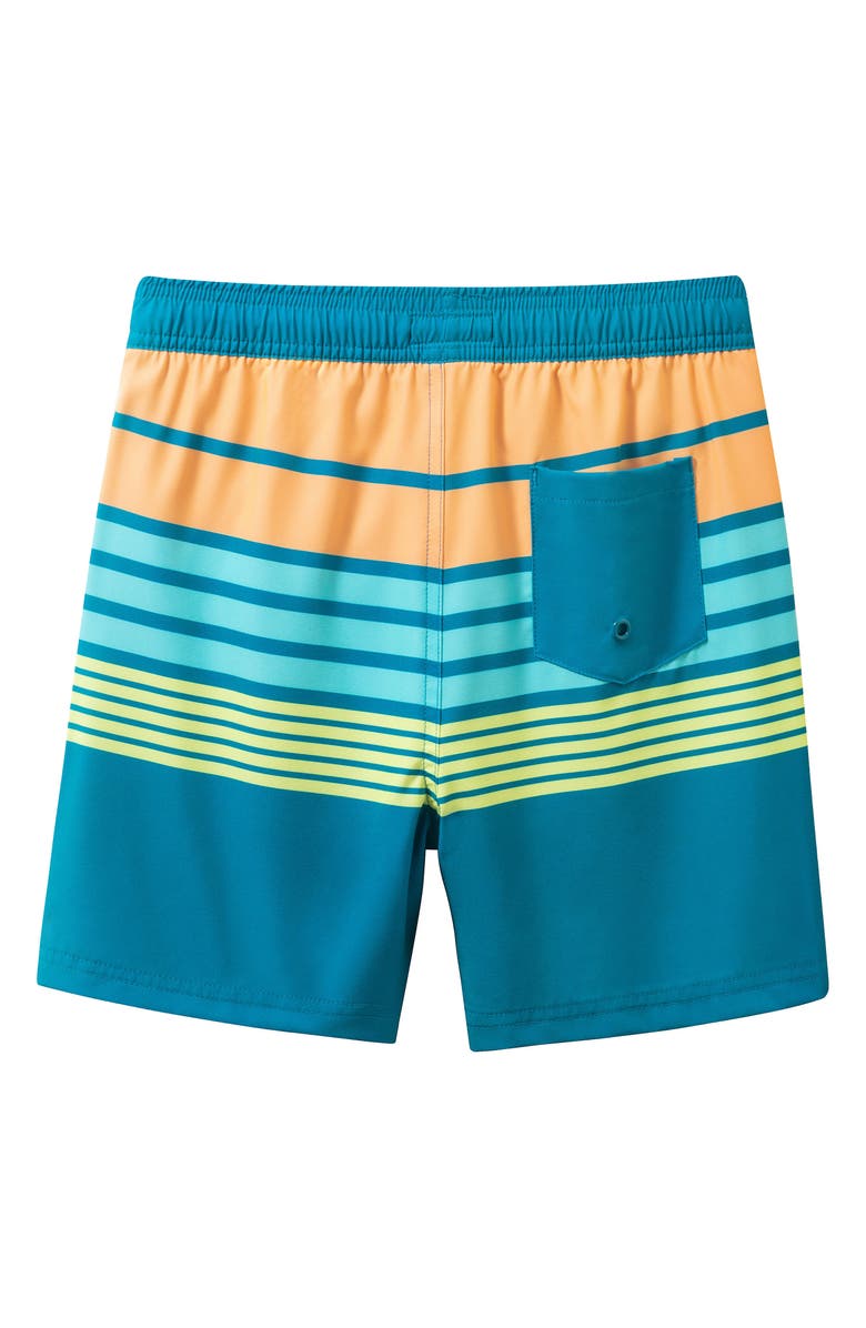 Andy & Evan Kids' Floral Print Volley Swim Shorts, Alternate, color, Ocean Stripe