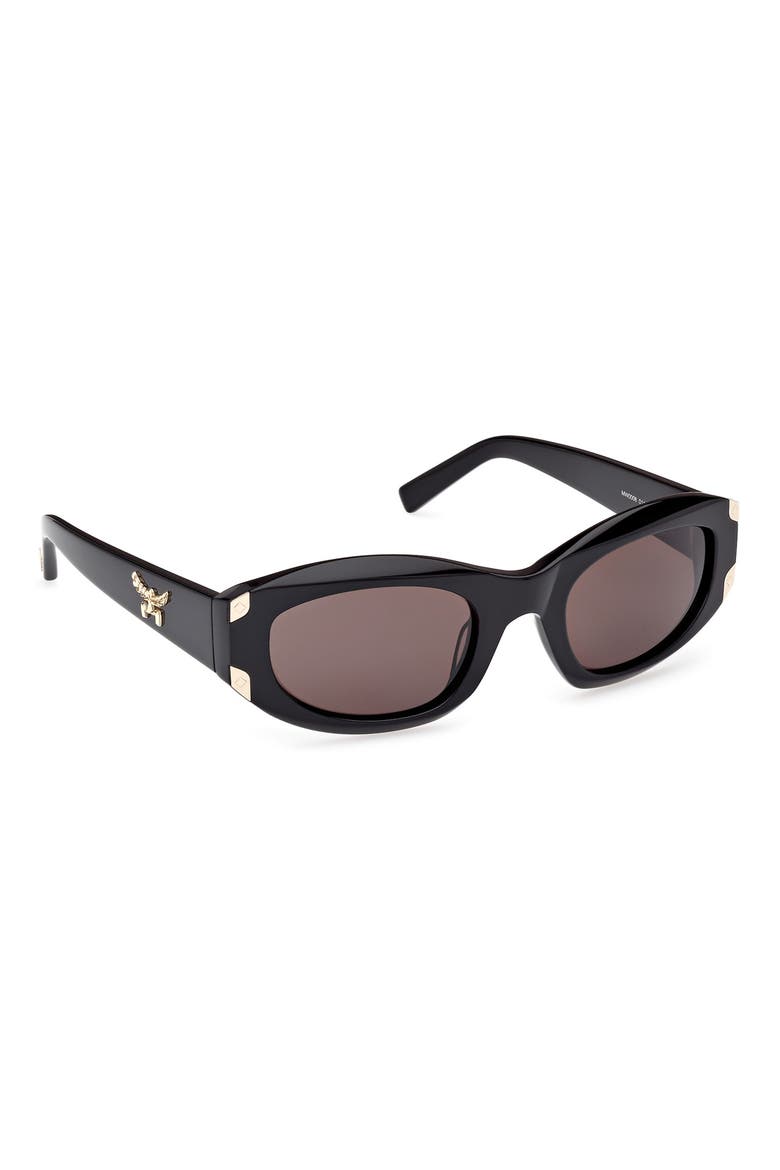 53mm Oval Sunglasses, Alternate, color, SHINY BLACK / SMOKE