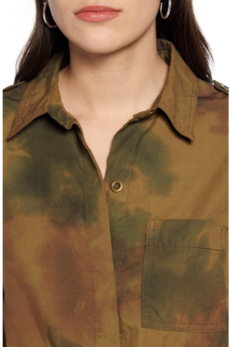 Justine Watercolor Camo Long Sleeve Cotton Shirtdress, Alternate, color, WATERCOLOR CAMO