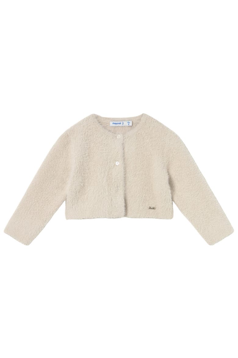 Knit Cardigan with Faux Fur, Main, color, Cream