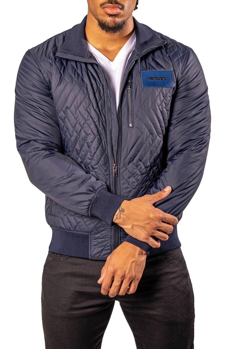 Puffycomb Quilted Bomber Jacket, Alternate, color, BLUE