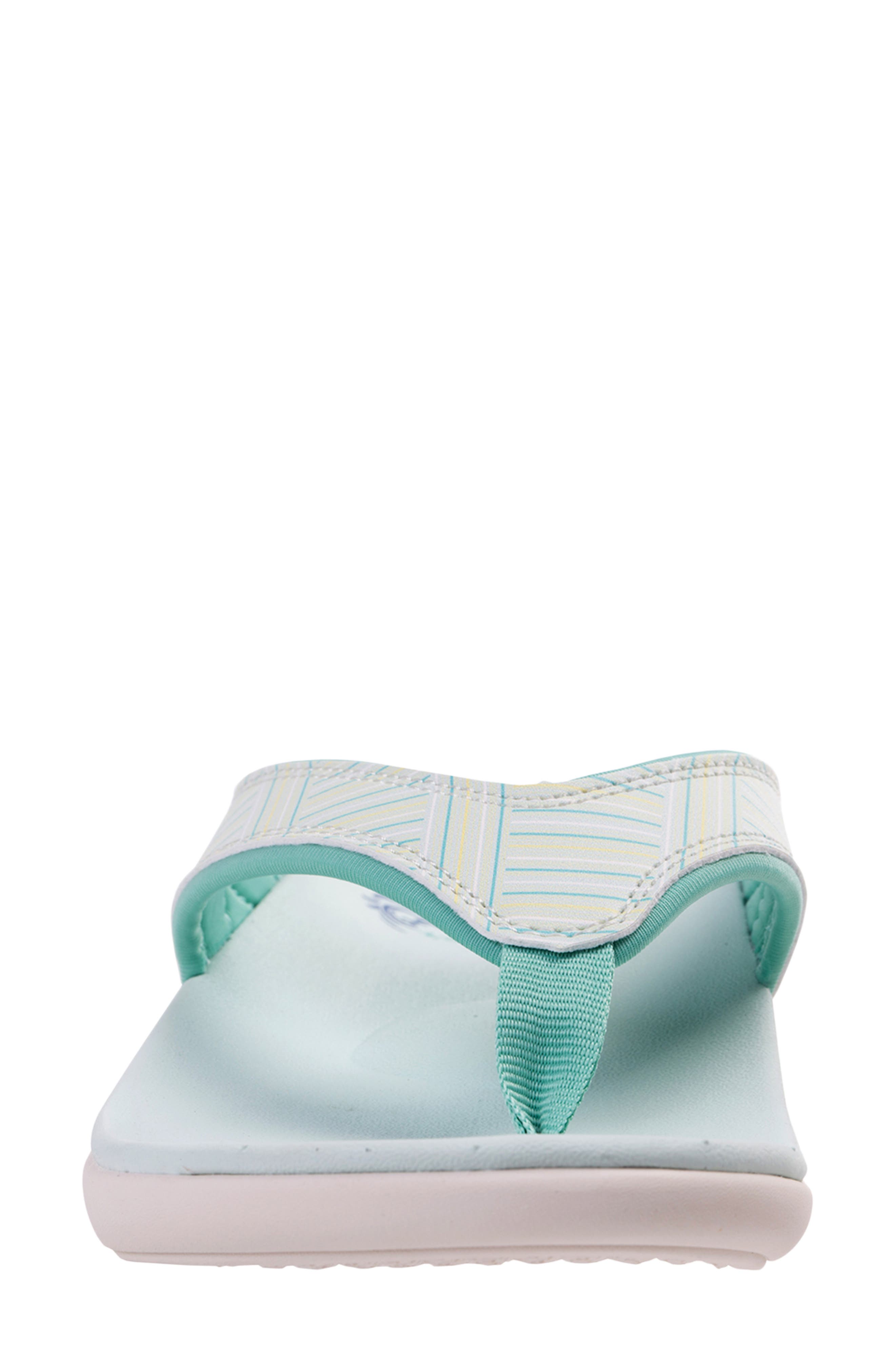 Yumi Summer Stripe Flip Flop, Alternate, color, TURQUOISE