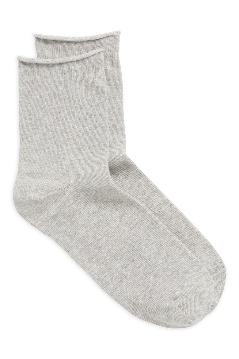 Roll Top Crew Socks, Alternate, color, GREY HEATHER