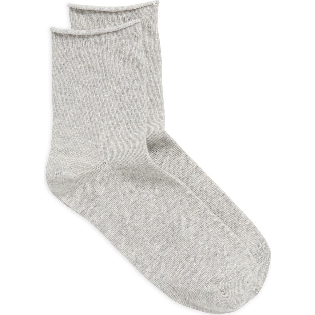 Nordstrom Roll Top Crew Socks In Grey Heather
