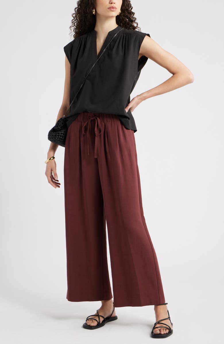 Nordstrom Shirred Cap Sleeve Top, Alternate, color, Black