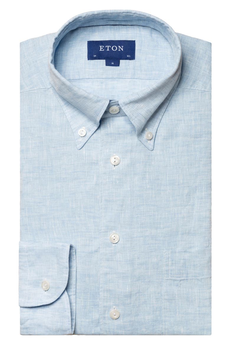 Contemporary Fit Linen Dress Shirt, Alternate, color, BLUE