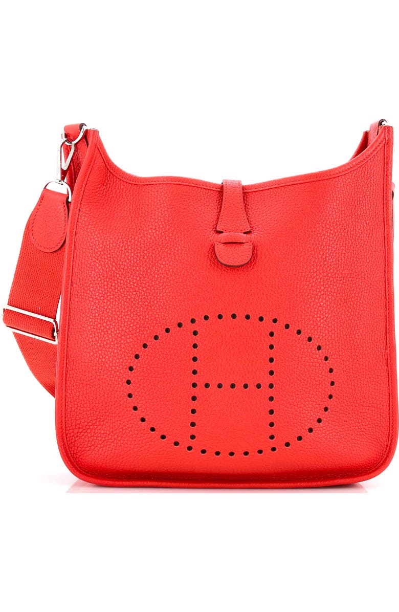 Pre-Owned Hermes Evelyne Bag Gen III Clemence PM, Main, color, Rouge Tomate