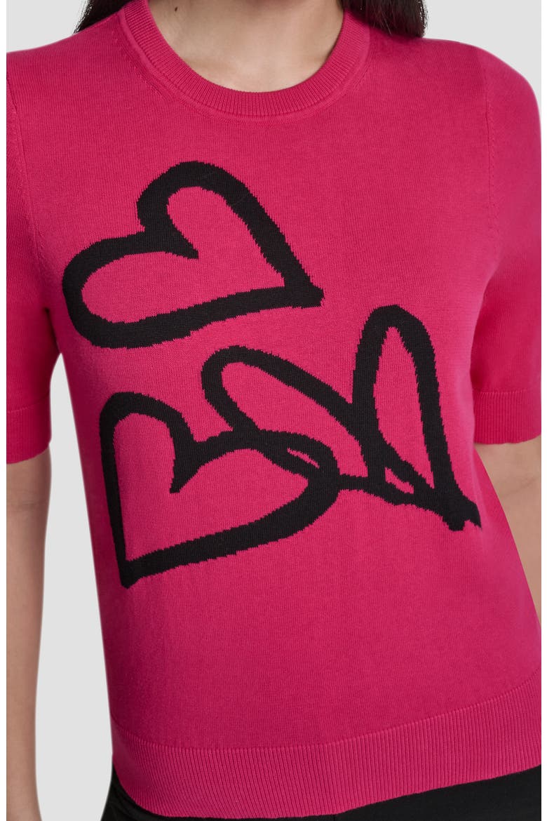 Graffiti Hearts Cotton Sweater, Alternate, color, HOT PINK/BLACK