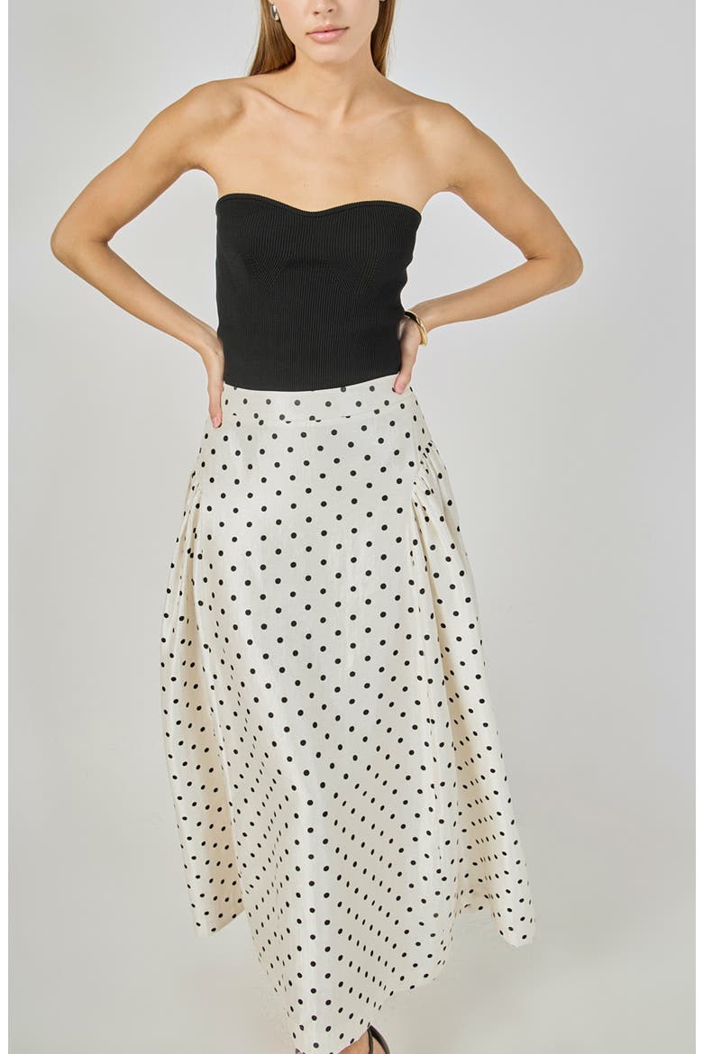 Polka Dot Maxi Skirt, Alternate, color, OFF WHITE
