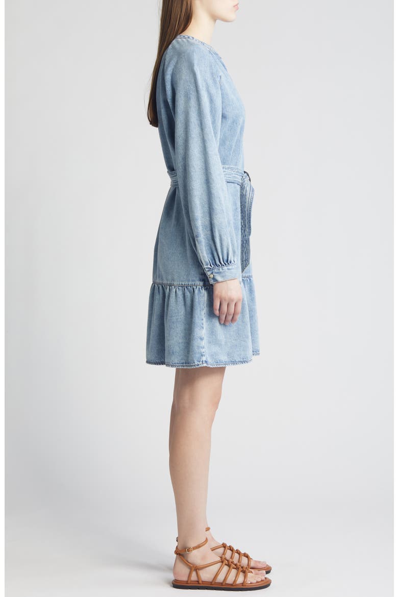 Lila Long Sleeve Belted Denim Dress, Alternate, color, FADED INDIGO