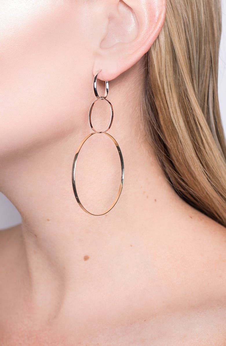 LANA Jewelry Three-Link Hoop Drop Earrings, Alternate, color,