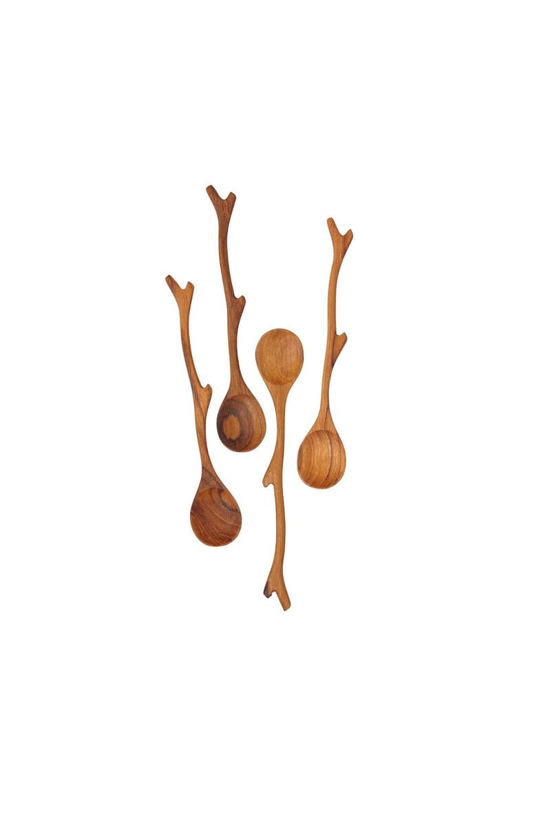 Be Home Teak Twig Spoons - Set of 4, Main, color, Natural
