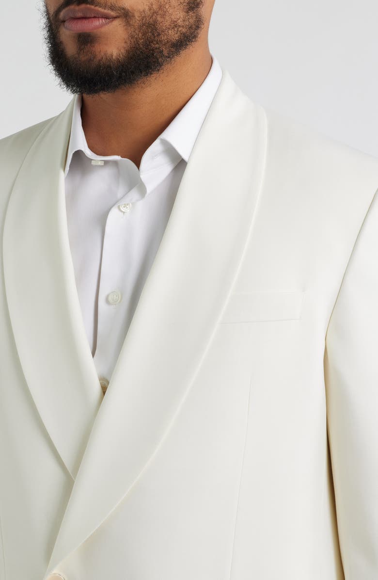 Jack Victor Ellis Double Breasted Ivory Super 120s Wool Dinner Jacket, Alternate, color, White