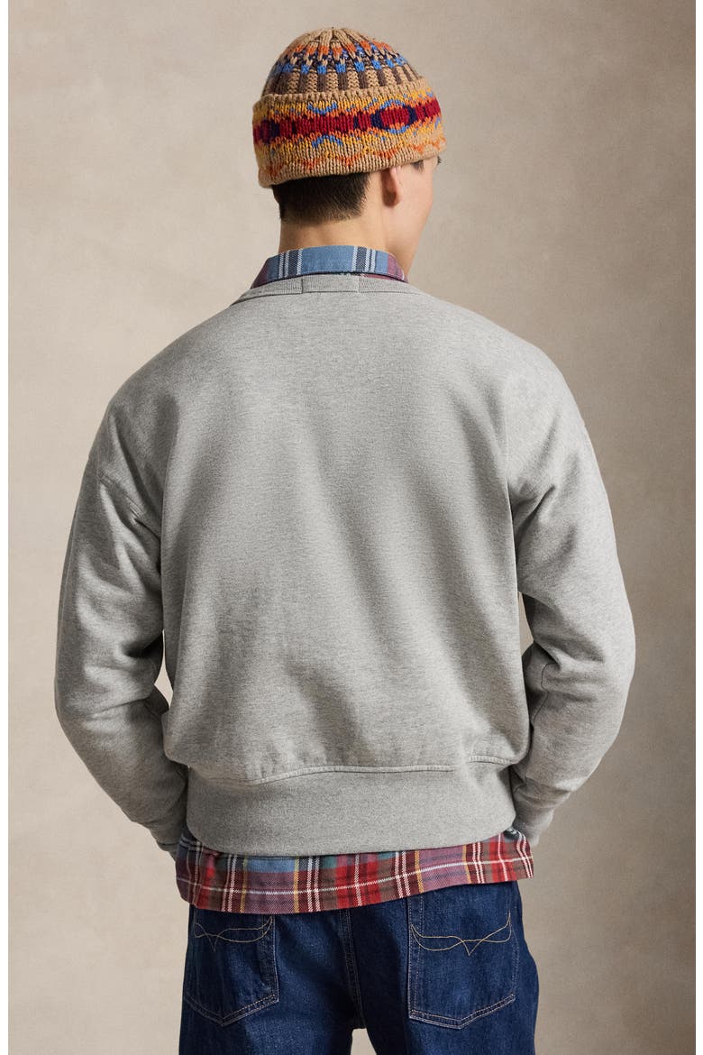 Polo Bear Fleece Crewneck Sweatshirt, Alternate, color, GREY HEATHER