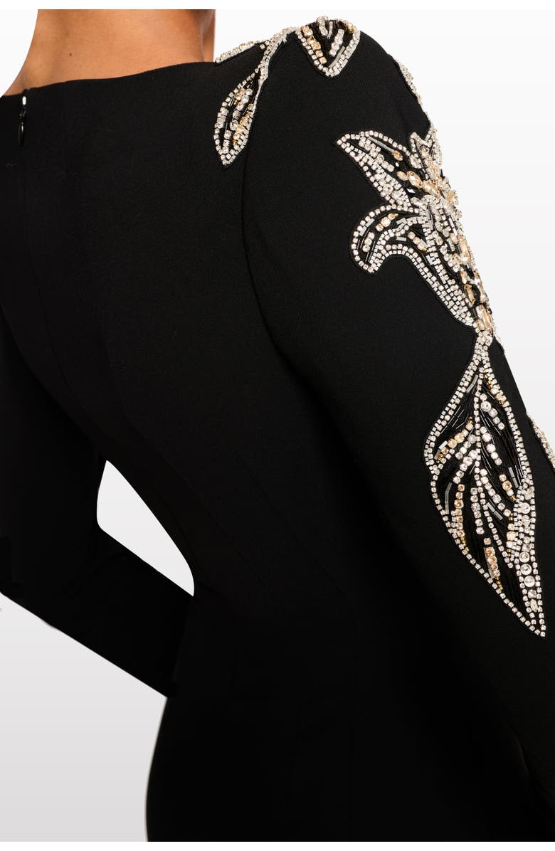 Jenny Packham Slipper Orchid Floral-Embellished Maxi Dress, Alternate, color, Liquorice