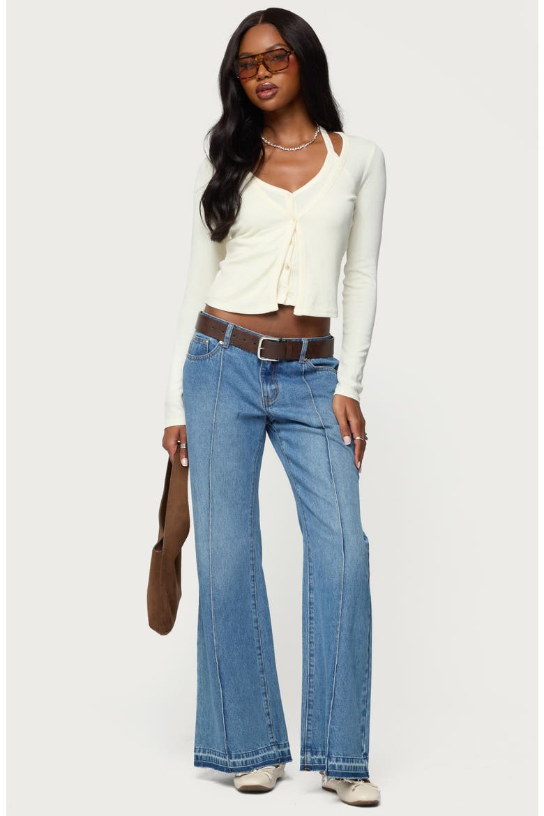 Halter Crop Top & Cardigan Set, Alternate, color, CREAM