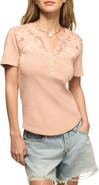 Lucky Brand Cutwork Henley Top