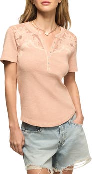 Lucky Brand Cutwork Henley Top