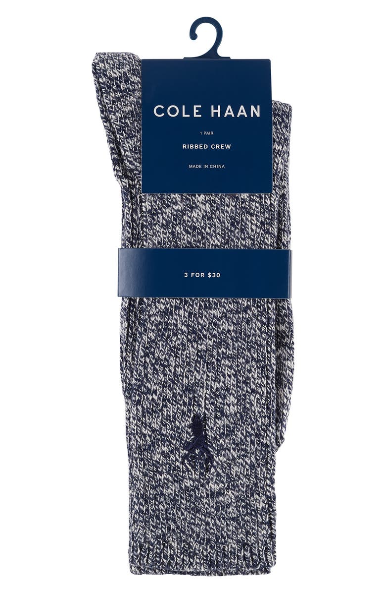 Cole Haan Embroidered Classic Rib Crew Socks, Alternate, color,