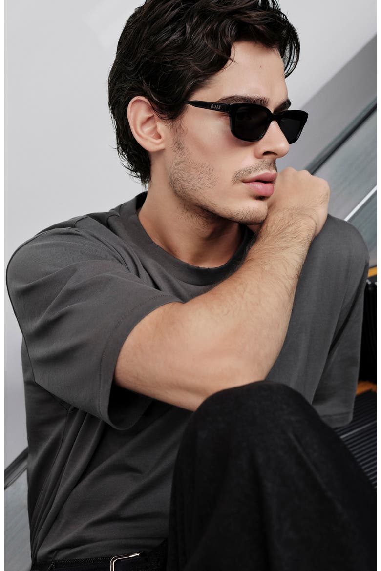 Gender Inclusive Flow State 54mm Polarized Square Sunglasses, Alternate, color, BLACK/ SMOKE POLARIZED