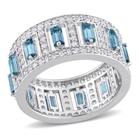 Blue & White Topaz Eternity Band Ring