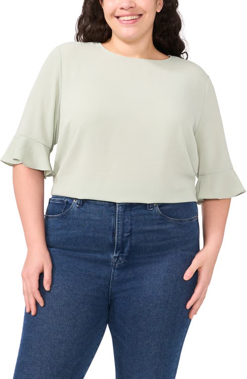 Cece Ruffle Cuff Top In Gray