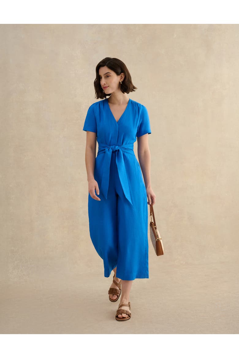 Evie V-Neck Cropped Jumpsuit, Alternate, color, Sapphire Blue