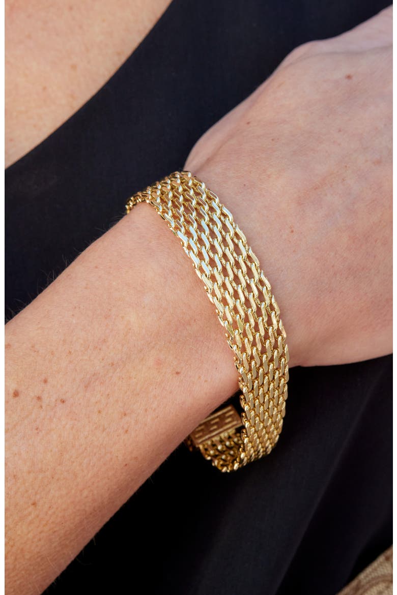 Greek Key Mesh Chain Bracelet, Alternate, color, GOLD