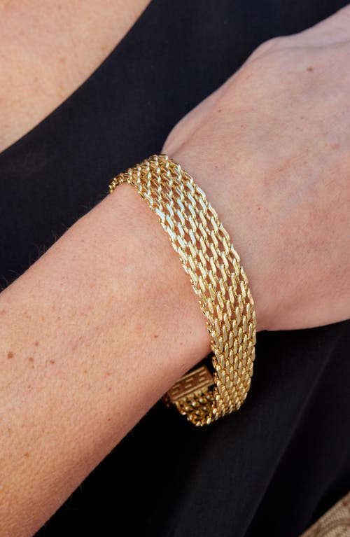 Savvy Cie Jewels Greek Key Mesh Chain Bracelet In Gold