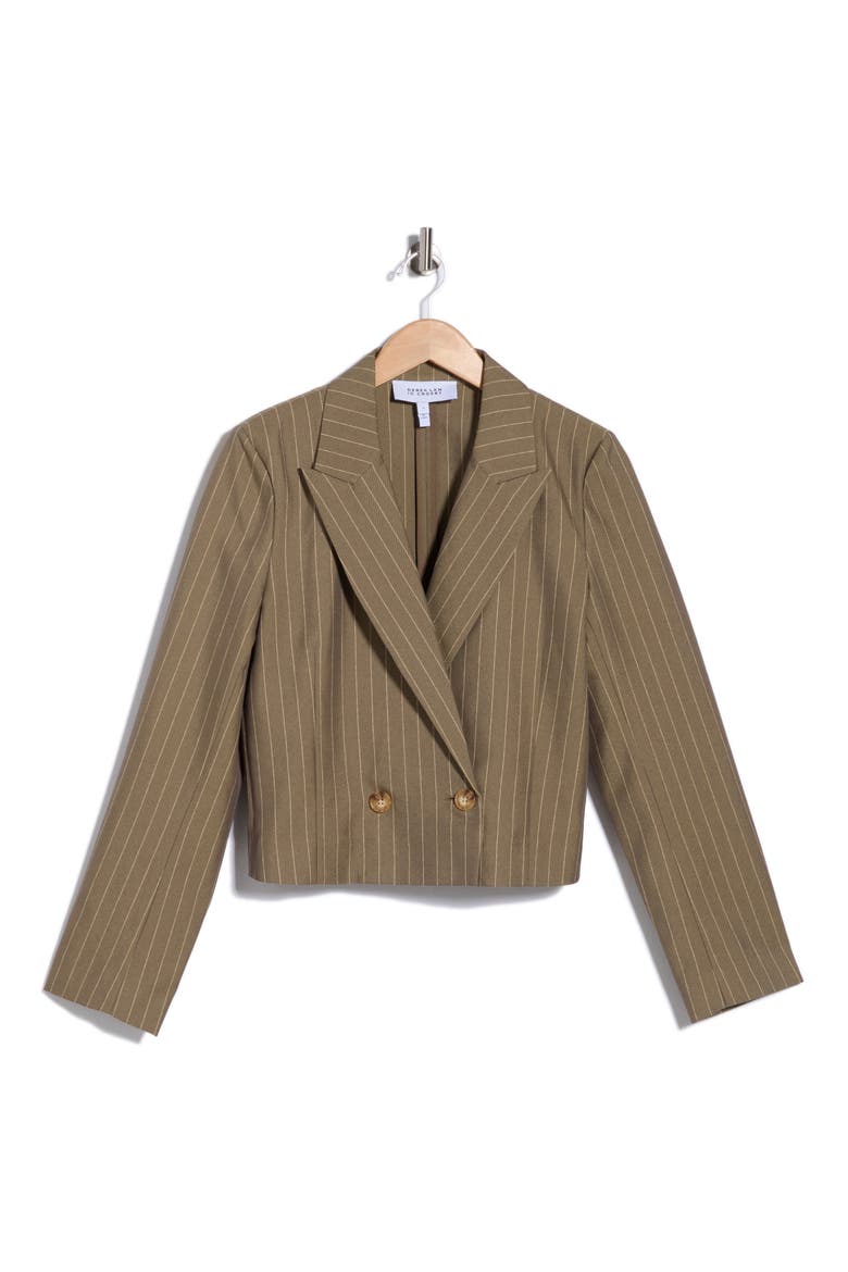 Elenia Cropped Blazer, Main, color, OLIVE STRIPE