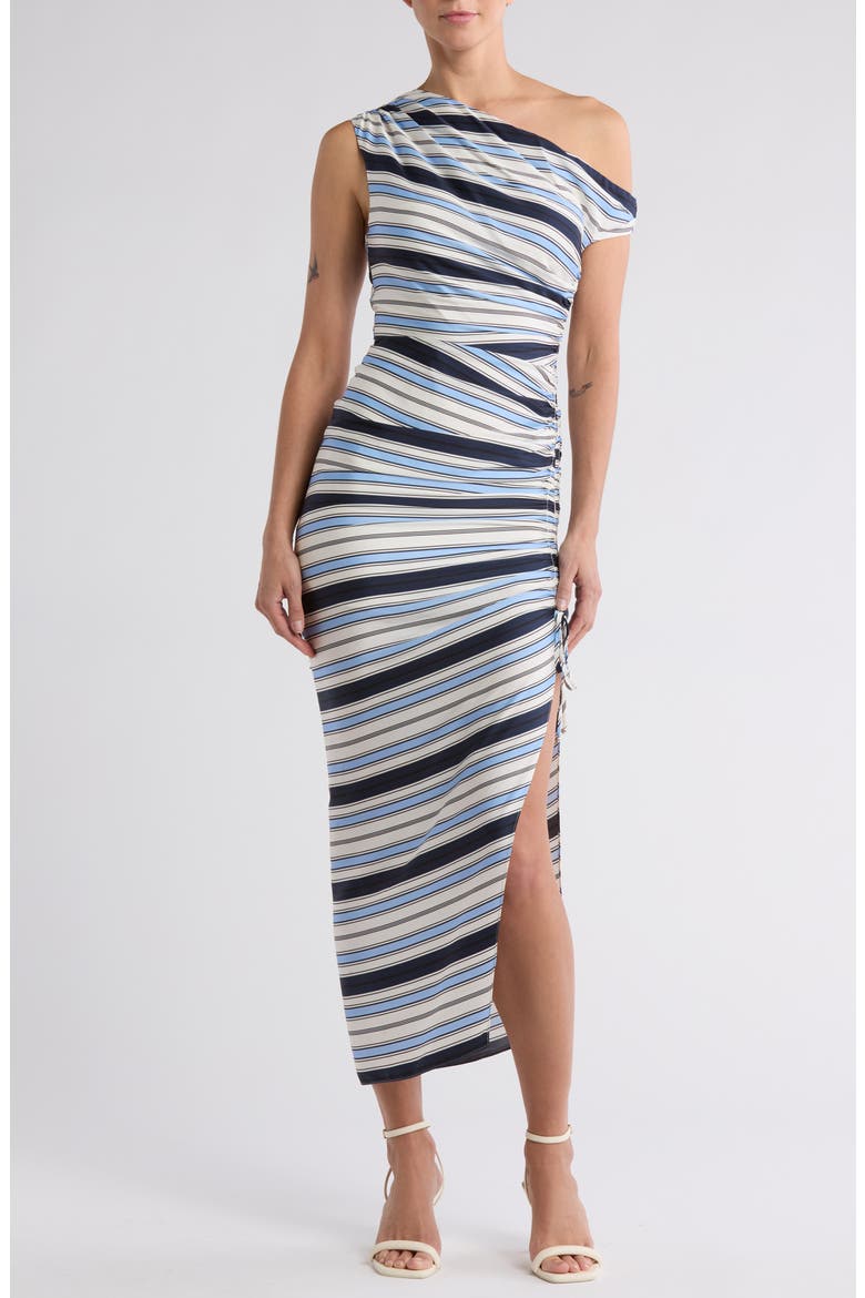 Kadie Silk Blend Dress, Main, color, STRIPE PRT OW/ BL