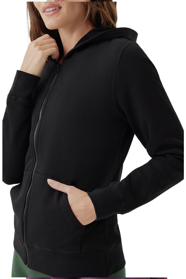Organic Cotton Brushed Fleece Zip Hoodie, Alternate, color, Black