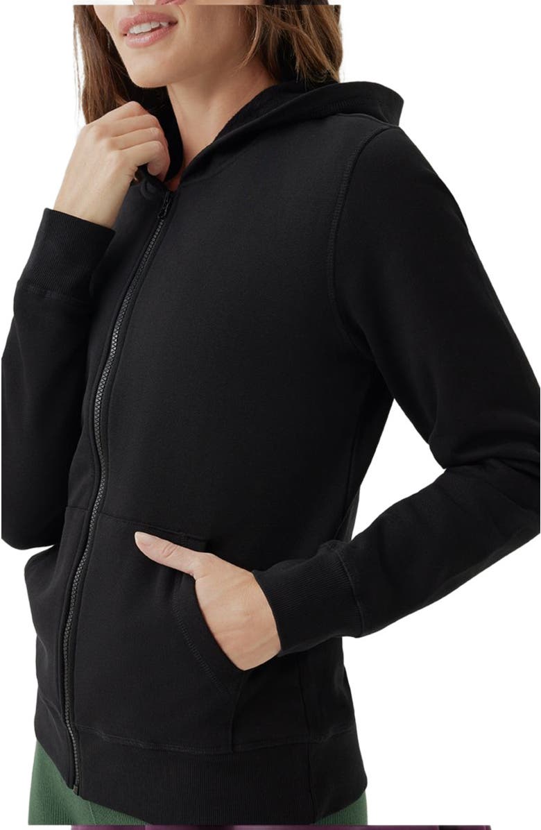 Pact Organic Cotton Brushed Fleece Zip Hoodie, Alternate, color, Black