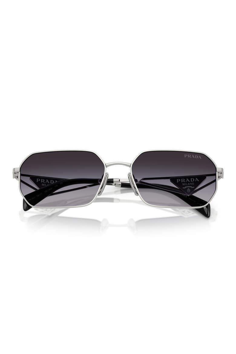 58mm Gradient Rectangular Sunglasses, Alternate, color, 1BC90A58 SILVER