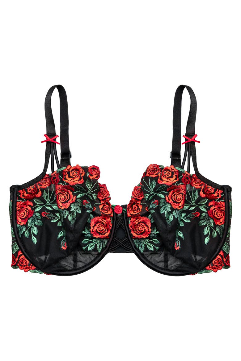 Floral Embroidered Balconette Bra, Alternate, color, ROSE GARDEN EMBROIDE